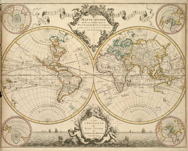 Canvas Art Print Mappe Monde, 1730 Museum subject by Hibberd Randy Fine Art Print quality