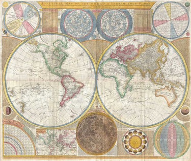 Canvas Art Print World Map Hemispheres Museum subject by Hibberd Randy Fine Art Print quality