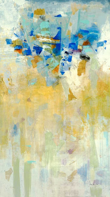 Abstract canvas art print titled Meeting Place I by Brenner Bradford, featuring vibrant colors and modern design.