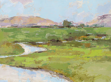 Landscape canvas art print titled The Stream by Zucca Gianfranco, featuring natural scenery with flowing water and lush greenery.