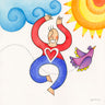 Canvas Art Print Happy Man Flying with a Bird Childrens subject by Anonymous Fine Art Print quality