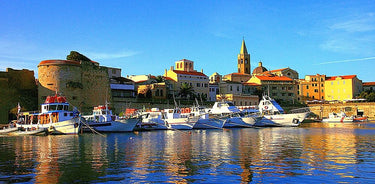 Canvas Art Print Alghero sunrise panorama port Coastal subject by Anonymous Fine Art Print quality