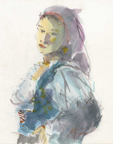 Canvas Art Print Woman traditional Sardinian dress World Culture subject by Anonymous Fine Art Print quality