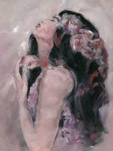 Canvas Art Print Woman with rose crown sensual Fashion subject by Anonymous Fine Art Print quality