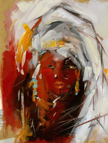Canvas Art Print Ethnic Woman with white turban Figurative subject by Esposito Salvatore Fine Art Print quality