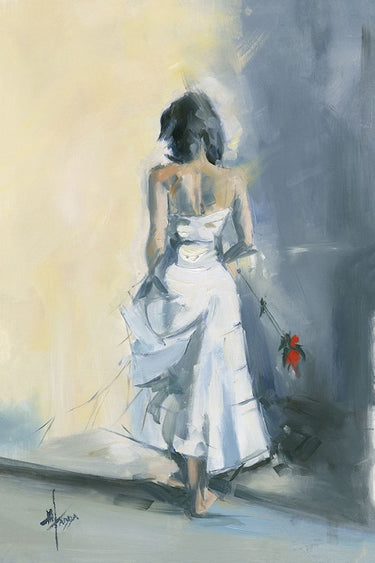 Canvas Art Print Glamorous Woman white dress rose Abstract subject by Pollera Daniel Fine Art Print quality