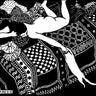 Feeling at Home art print featuring a nude girl with cat, a figurative canvas artwork by Archivio, displayed on a wall.