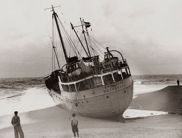 Canvas Art Print Ran Aground boat people Seashore Coastal subject by Cannas Elena Fine Art Print quality