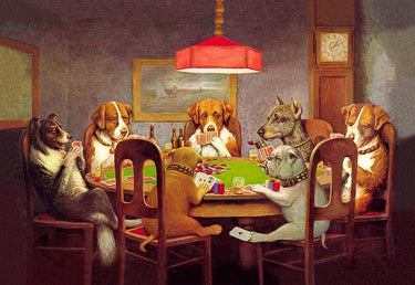 Canvas Art Print Dogs playing cards Humor subject by Cannas Elena Fine Art Print quality