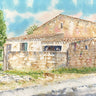 Canvas Art Print Barn countryside sardinia watercolor Modern subject by Vermeer Johannes Fine Art Print quality