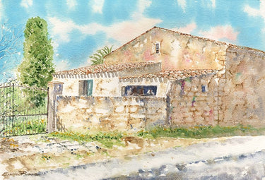 Canvas Art Print Barn countryside sardinia watercolor Modern subject by Vermeer Johannes Fine Art Print quality