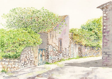 Canvas Art Print Slow life country sardinia watercolor Modern subject by Anonymous Fine Art Print quality
