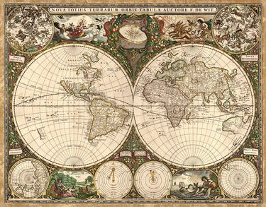 Canvas Art Print Nova Totius Terrarium Orbis, 1660 Vintage subject by Ekimov Vladimir Fine Art Print quality