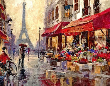 Canvas Art Print Paris, at the flower market Modern subject by Bolokofsky Ronald Fine Art Print quality