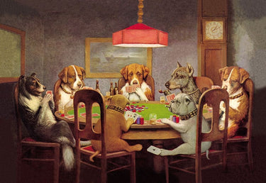 Canvas Art Print Poker Dogs Friend in Need 1903 Humor subject by Monet Claude Fine Art Print quality