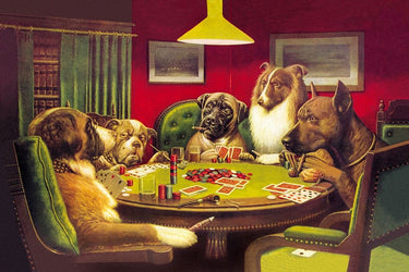 Canvas Art Print Poker Dogs A Bold Bluff 1903 Humor subject by Bouguereau William Fine Art Print quality