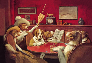 Canvas Art Print Poker Dogs Game Is Over 1903 Humor subject by Monet Claude Fine Art Print quality