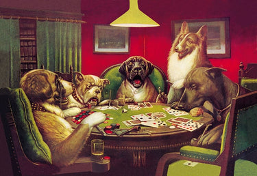 Canvas Art Print Poker Dogs Stun Shock and the Win 1903 Humor subject by Michelangelo Fine Art Print quality