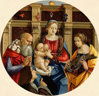Canvas Art Print Madonna and Child with a Male Saint, Catherine of Alexandria and a Donor Figurative subject by Van Gogh Vincent Fine Art Print quality