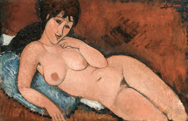 Canvas Art Print Nude on a Blue Cushion Modern subject by Renoir Pierre-Auguste Fine Art Print quality