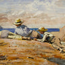 Canvas Art Print Three Boys on the Shore Coastal subject by Baudry Paul-Jacques-Aime Fine Art Print quality