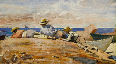 Canvas Art Print Three Boys on the Shore Coastal subject by Baudry Paul-Jacques-Aime Fine Art Print quality