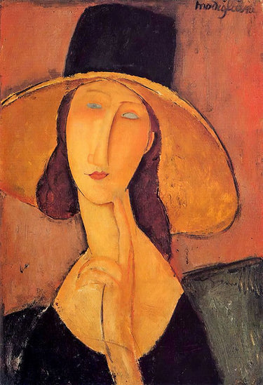 Canvas Art Print Jean Hebuterne with large hat 1918 Abstract subject by Modigliani Amedeo Fine Art Print quality