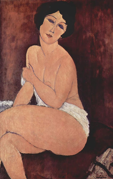 Woman Sitting on a Divan 1917 abstract canvas art print by Modigliani Amedeo, Feeling at Home