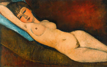 Canvas Art Print Reclining woman on Blue Cushion 1916 Abstract subject by Schiele Egon Fine Art Print quality