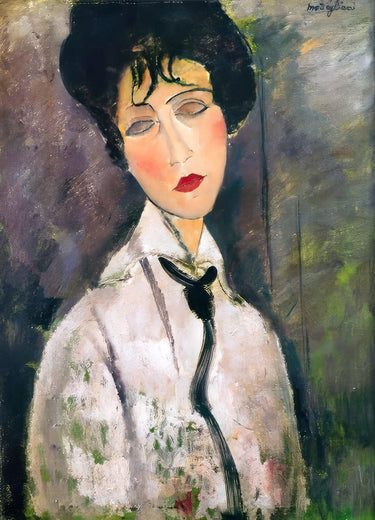 Canvas Art Print Woman with Black Cravat 1917 Abstract subject by Schiele Egon Fine Art Print quality