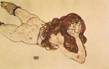 Canvas Art Print Girl on Her Stomach 1917 Abstract subject by Schiele Egon Fine Art Print quality