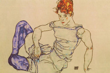 Canvas Art Print Seated Woman in Violet Stockings 1917 Abstract subject by Schiele Egon Fine Art Print quality