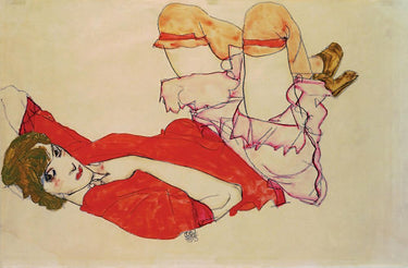 Canvas Art Print Wally in Red Blouse and Raised Knees 1913 Abstract subject by Schiele Egon Fine Art Print quality