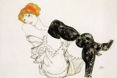 Canvas Art Print Woman Black Stockings, Valerie Neuzil 1913 Abstract subject by Schiele Egon Fine Art Print quality