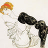 Black stockings woman art print, Valerie Neuzil 1913 abstract artwork by Egon Schiele, Feeling at home