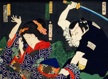 Canvas Art Print Collection Japanese warriors V Vintage subject by Kunichika Toyohara Fine Art Print quality