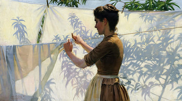 Shadows 1887 Hang Out the Laundry world culture canvas art print by Curran Charles Courtney