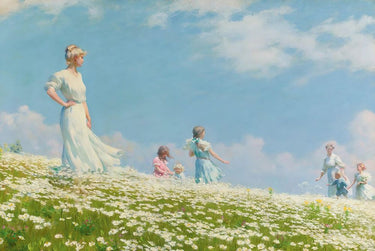 Summer 1906 playing with the children World Culture canvas art print by Curran Charles Courtney
