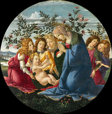Canvas Art Print Madonna Adoring Child Five Angels 1485 Museum subject by Bouguereau William Fine Art Print quality
