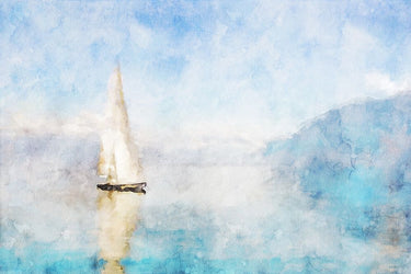 Canvas Art Print Coastal soft-hued sailboat Contemporary subject by Kandinsky Wassily Fine Art Print quality