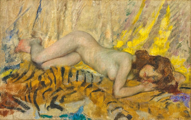Nude on a Tiger Skin museum canvas art print by Shannon James Jebusa, Feeling at home