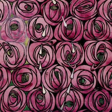 Canvas Art Print Roses and Teardrops Textile Design ca 1915 Floral subject by Liljefors Bruno Fine Art Print quality