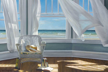 Gentle Reader coastal canvas art print by Hollingsworth Karen, featuring serene seaside scene in soft, calming tones.
