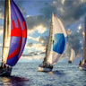 Coastal canvas art print titled "Headed Home II" by Hausenflock Alan, featuring serene seaside scene in soft, calming tones.