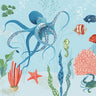 Blue coastal canvas art print titled "Free As the Ocean I" by Audit Lisa, featuring ocean-inspired artwork from Feeling at Home.