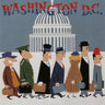 Vintage Apple Collection art print of Washington DC cityscape on canvas by Feeling at Home, featuring iconic landmarks and vibrant colors.