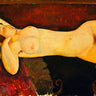 Reclining nude vintage canvas art print by Amedeo Modigliani, featuring elegant figure, from Feeling at Home Vintage Apple Collection.