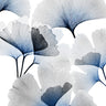 Bright blue Ginko Bunch abstract canvas art print by Koetsier Albert, featuring vibrant leaf patterns on textured canvas.