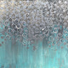 Abstract canvas art print titled "Raining on Aqua" by Brown Denise, featuring vibrant blue and aqua watercolor-style design.