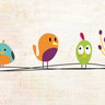 On the Wire 2 Animals canvas art print by Feeling at Home featuring colorful animal illustrations on canvas.